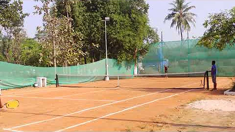 Shreyas training with Anoop @ Intense Tennis Acade...