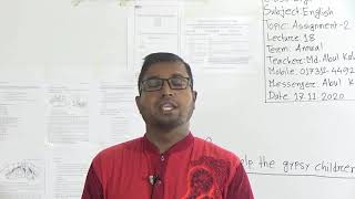 Class: Eight, Subject: English (Lecture- 18), Topic: Assignment-2