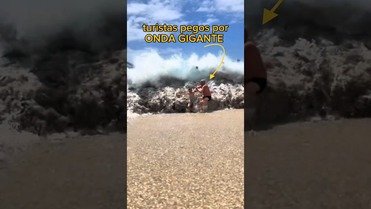 Turistas arrastados por uma onda gigante na praia de Santa Cruz de Tenerife #ondasgigantes #beach
