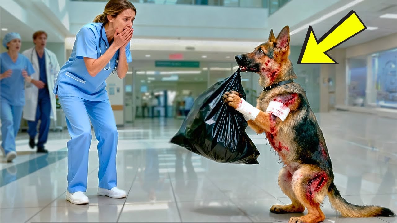 Německý Ovčák Dotáhl Černý Pytel Až Do Nemocnice — To, Co Lékař Uvnitř Našel, Šokovalo Všechny