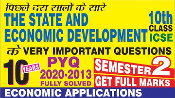 PYQ | THE STATE AND ECONOMIC DEVELOPMENT | CLASS 10 ICSE | ECONOMIC APPLICATIONS | @ JAIN TUTOR