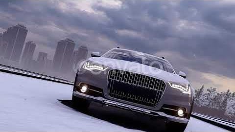 Family Car in Snowy Weather on the Street | Motion Graphics - Envato elements