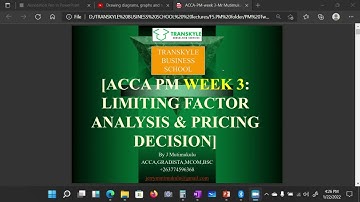 1  ACCA PM week 3 Example Pedro Limiting Factor analysis with two constraints