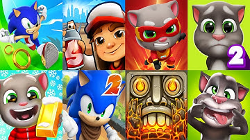 Talking Tom Gold Run vs Subway Surfers | Temple Run 2 vs Hero Dash Talking Tom 2 vs Sonic Dash Game