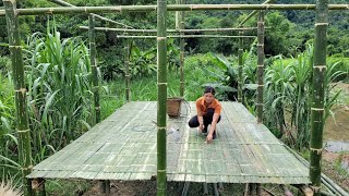 Steps to erect a bamboo tent to provide shelter from rain and sun while working in the fields.
