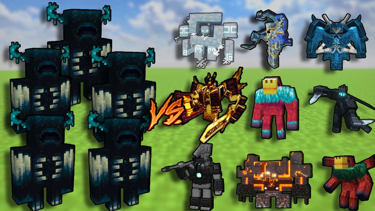 Strongest Boss In Minecraft WARDEN X5 Vs 9 STRONGEST Bosses | Minecraft Mobbattle - YouTube