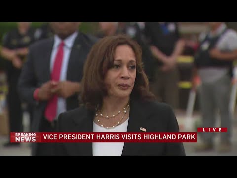 'This should never have happened': VP Kamala Harris visits Highland Park after mass shooting