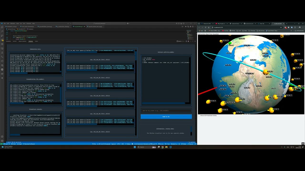 SatComSim Federated TUI Test Range | Satellite Communication Simulation Federated TUI