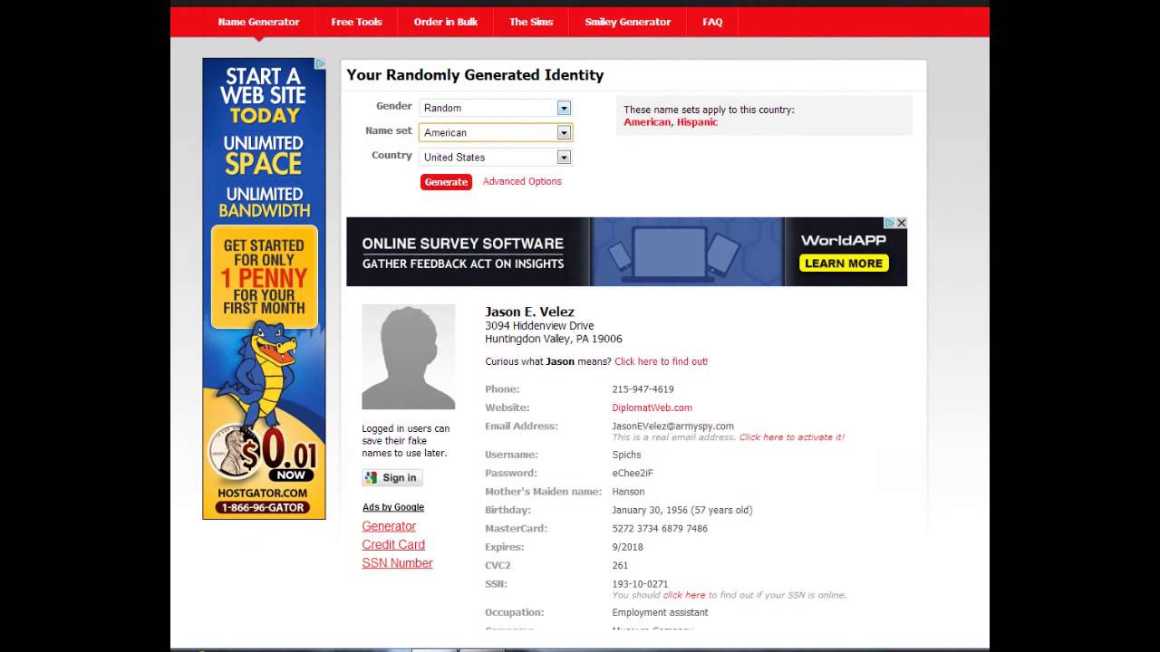 Fake Name Generator (Great for Online Surveys) HD YouTube