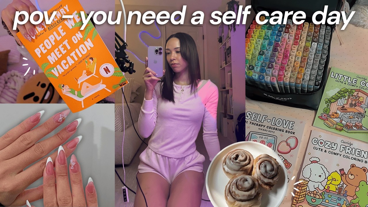 self care vlog 💌 unwinding, cozy hobbies, making press-ons, baking