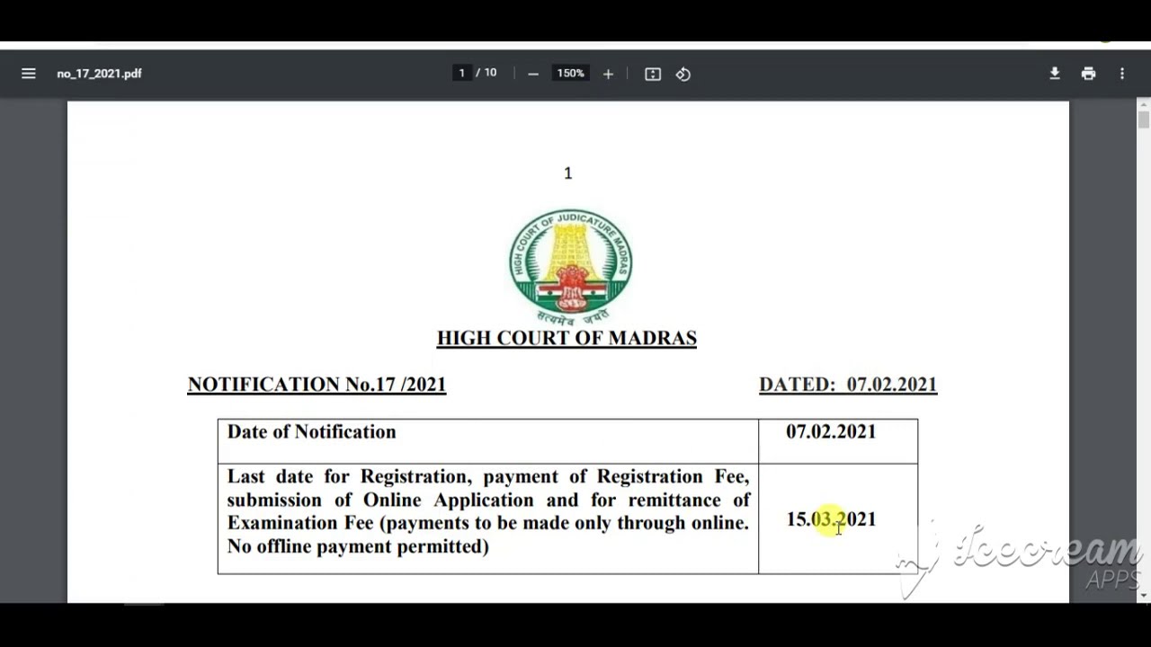 Madras High Court Recruitment 2021 | High Court Assistant Programmer Notification 2021