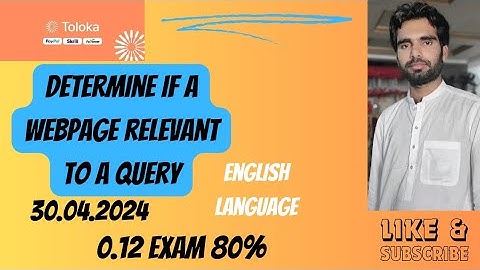Determine if a webpage relevant to a query 0.12 Exam 80% English #toloka #gullutips #subscribe