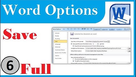 Ms Word 2010 Options Save tab in pashto | winword 2010 Options Save tab in pashto | Word Options