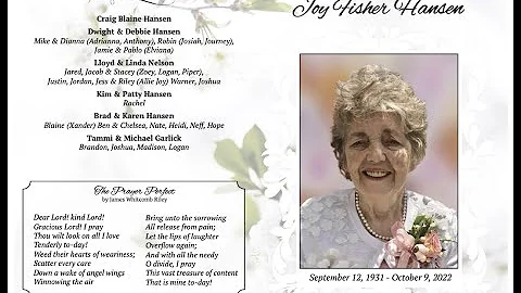 Joy Hansen Funeral Service
