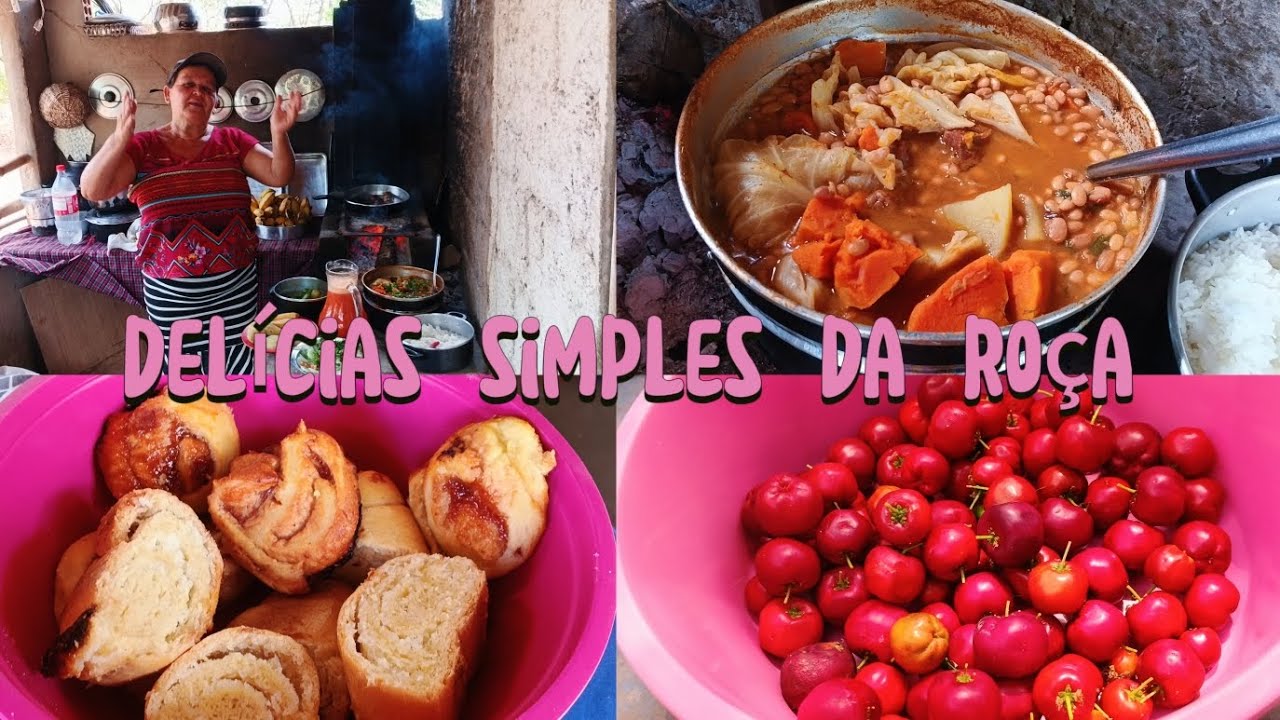 ALMOÇO SIMPLES FEITO AO FOGÃO A LENHA