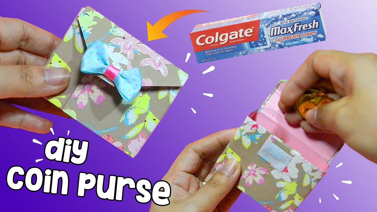 HOW TO MAKE CUTE COIN PURSE MADE OUT OF TOOTHPASTE BOX | EASY DIY PURSE ...