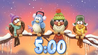 5 Minute Music Timer With Little Birds Braving The Winter Chill