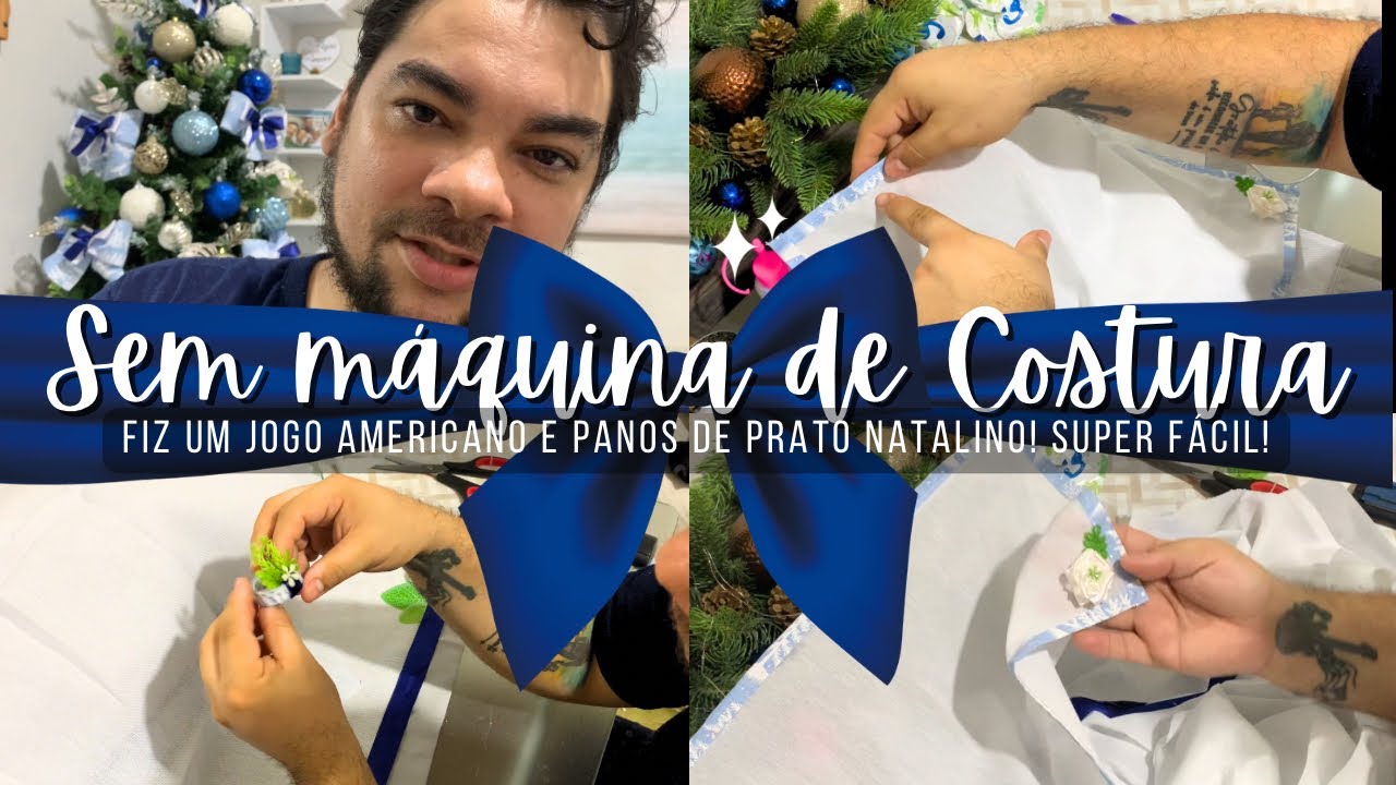 JOGO AMERICANO e PANO DE PRATO NATALINO 🎄SEM MÁQUINA DE COSTURA 