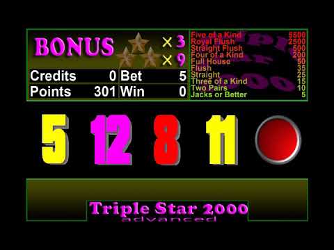 Video Poker triple star 2000 videopoker slot bar