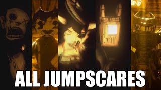 ALL JUMPSCARES - Bendy and the Ink Machine & Boris and the Dark Survival (ALL DEATHS & JUMPSCARES)