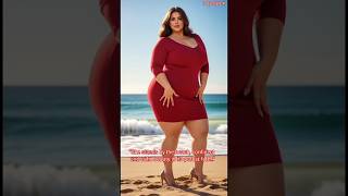 Confident Plus-Size Beauty at the Beach | Red Bodycon Dress Look | Lady Style X