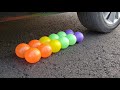 Crushing Crunchy Soft Things By Car Experiment Rainbow Balls VS Car Wheel