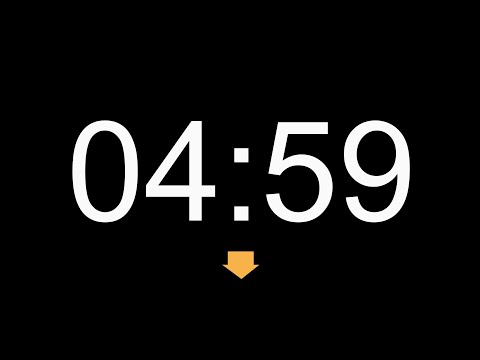 5 Minutes Countdown Timer 04:59 to 00:00 (300 Seconds) #4k