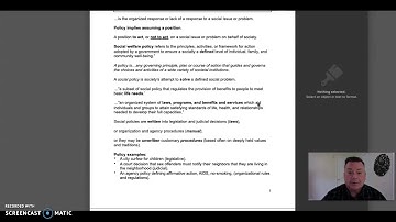 What is Social Welfare Policy? - Week #1 (Kuyper College)