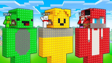 JJ vs Mikey vs Carrie: TREASURE HEAD STATUE BASE BATTLE in Minecraft - Maizen