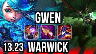 GWEN vs WARWICK (TOP) | 66% winrate, Dominating, 16/4/4 | EUW Master | 13.23