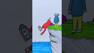 Daughter fallen into the river #shortvideo #youtubeshorts #drawing #art #cartoon #animation