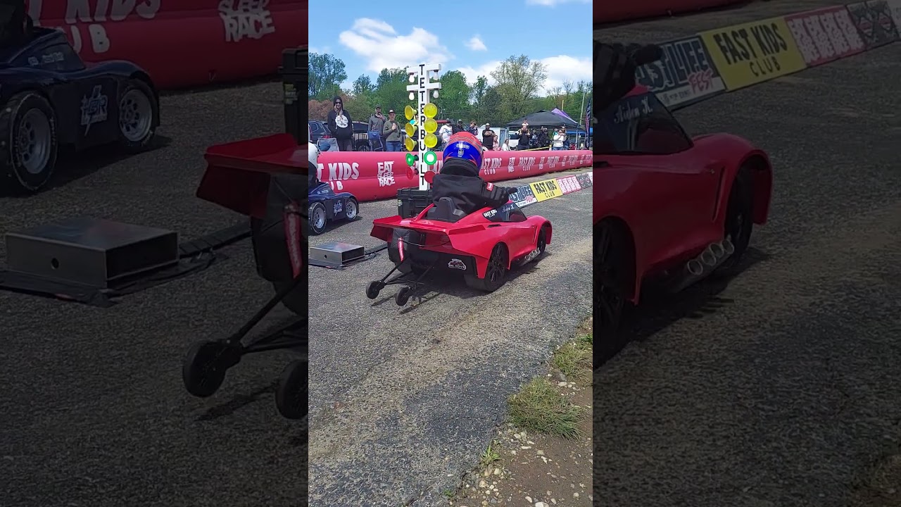 Kids drag racing test past.