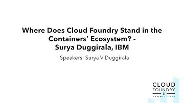 Where Does Cloud Foundry Stand in the Containers’ Ecosystem? - Surya Duggirala, IBM