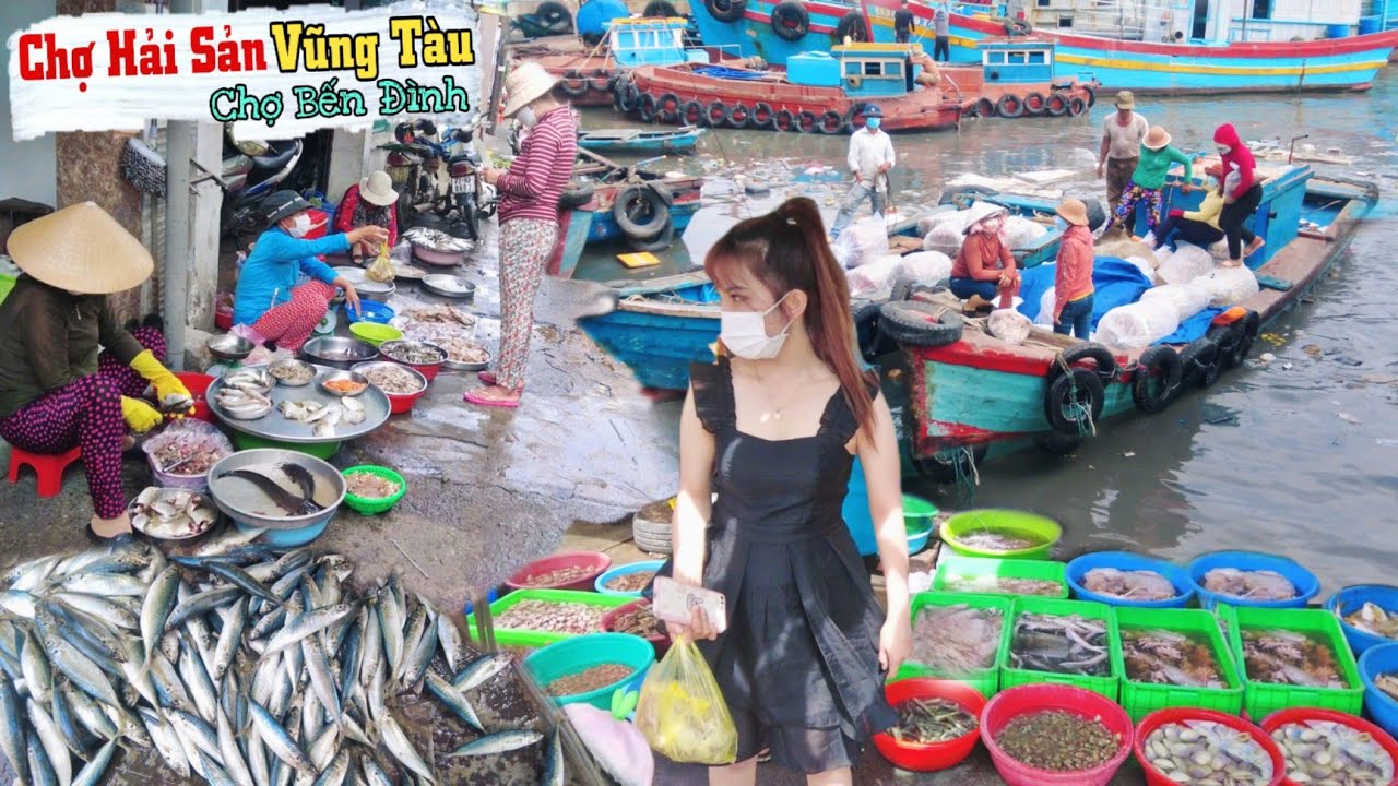 buffet hải sản vũng tàu  2022 New  Chợ cửa biển Bến Đình Vũng Tàu bán toàn hải sản tươi ngon giá rẻ