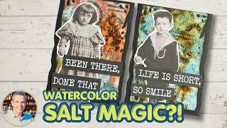 Artist Trading Cards Mixed Media Tutorial | Watercolor Salt Backgrounds + Vintage Ephemera