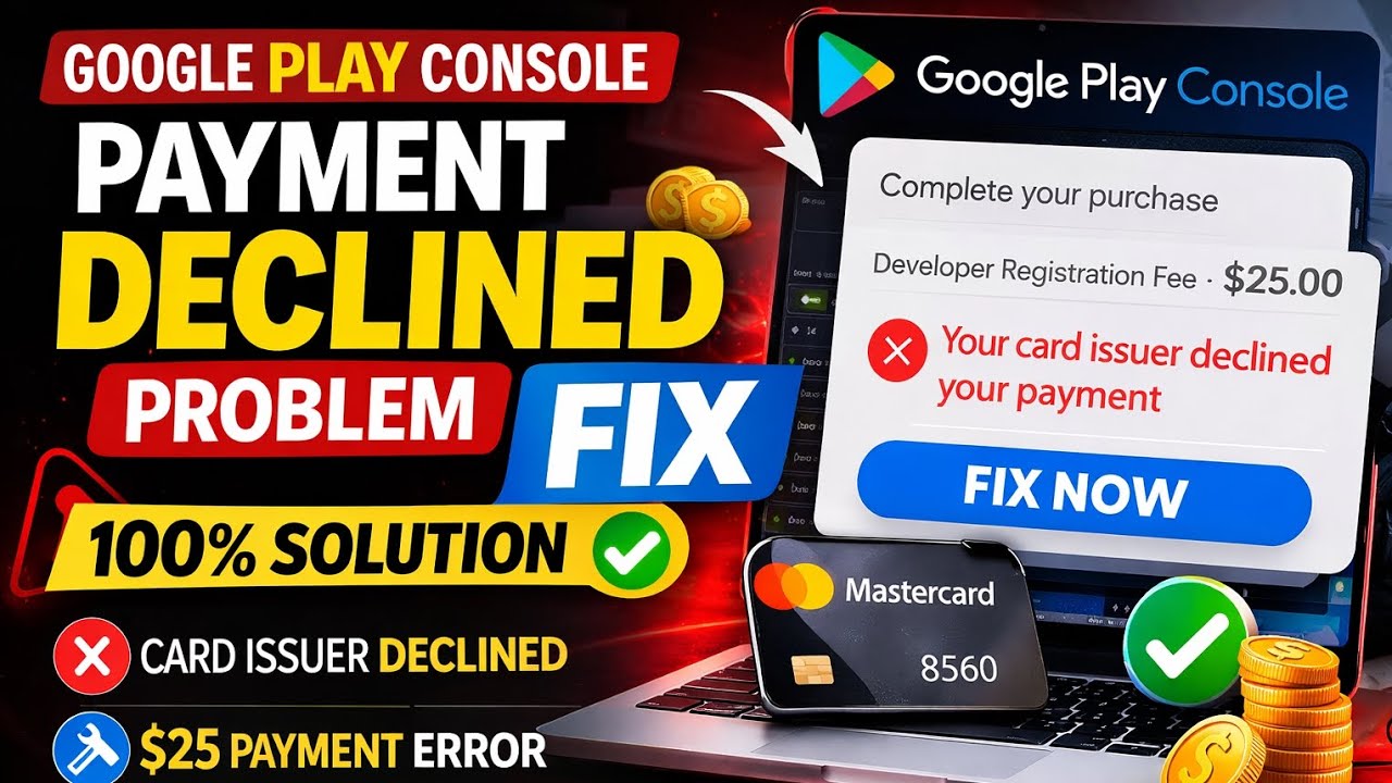 Google Play Console Payment Declined Problem Fix | Developer Account ...