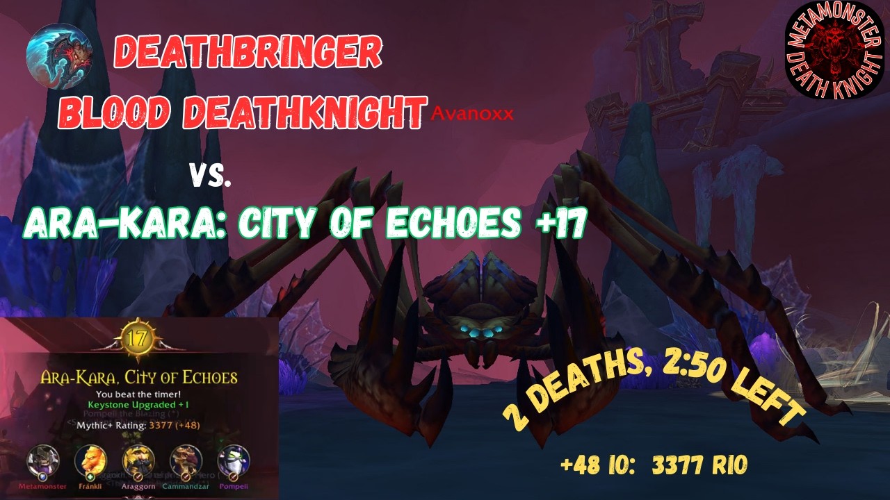 DeathBringer Blood DeathKnight vs Ara Kara, City of Echoes +17  | Pre-patch  |  PUG