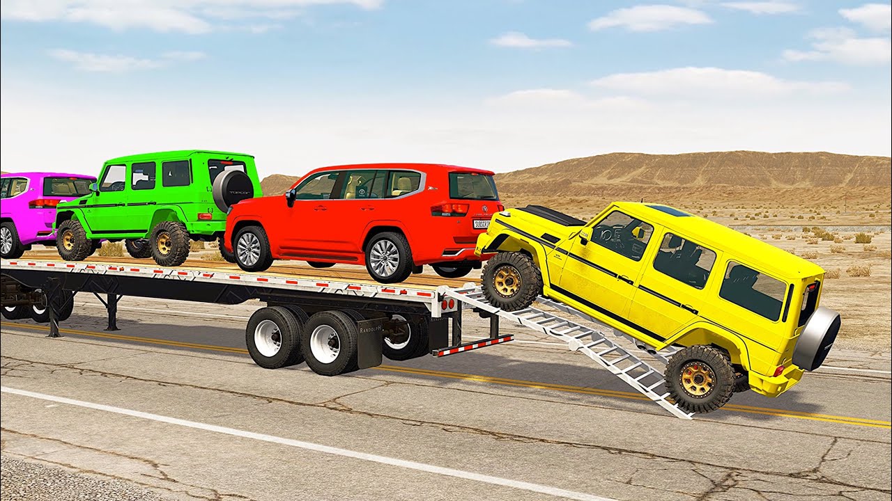 Flatbed Truck Mcqueen  | Transportation with Truck - Pothole vs Car #538 - BeamNG.Drive