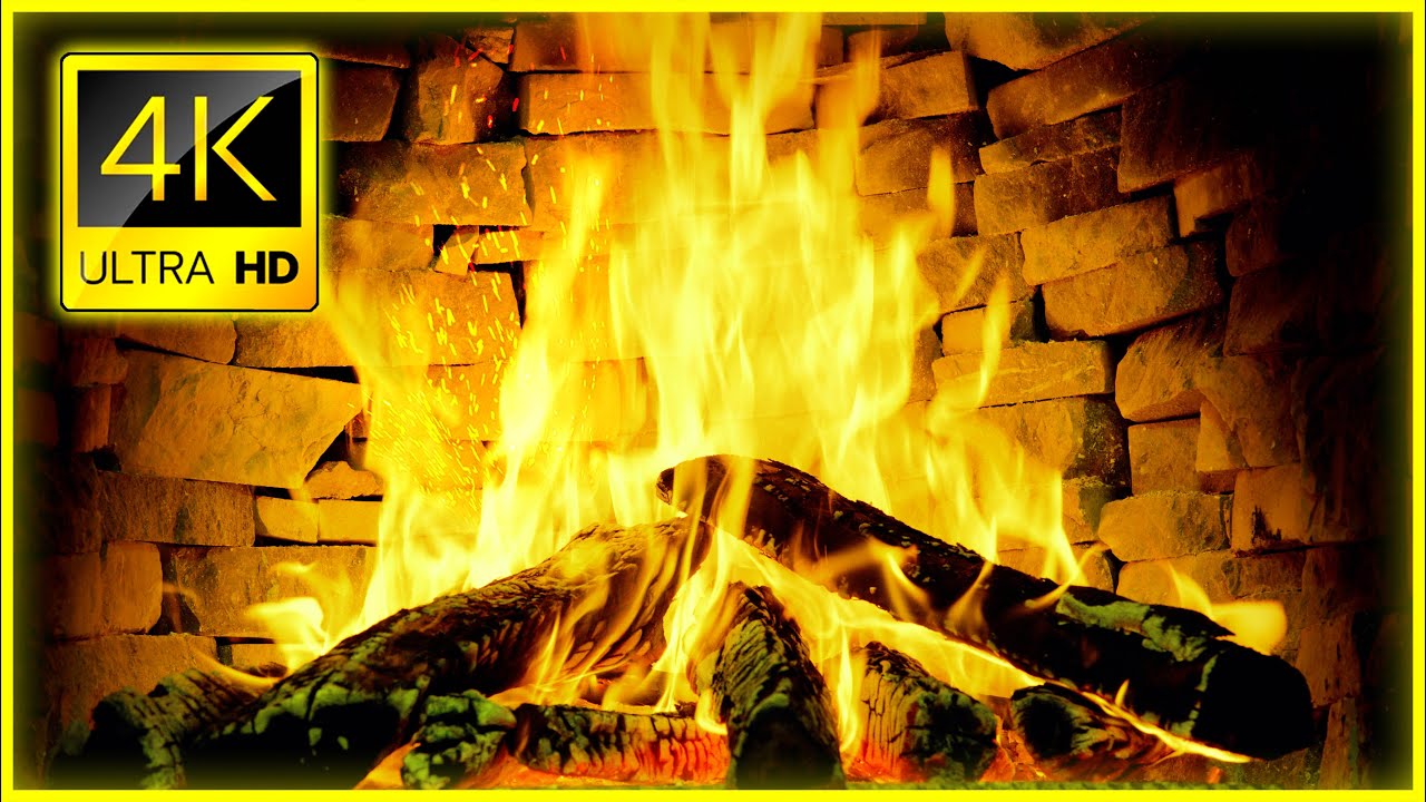 Beautiful Christmas Fireplace 4K HDR 🔥 Relaxing Virtual Fireplace on TV & Crackling Fire Sounds