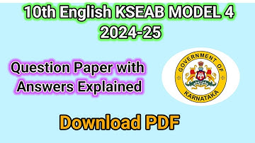 10th English kseab model question paper 4 with key answer 2025 @learneasilyhub