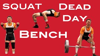 3DMJCoach Brads vlog Episode 40-Micd up Squat, Bench, Dead Day
Time Stamps
2:00 - Sleep and readyness scores
2:25 - What Im training along to on the TV
4:12 - Top squat single of 357lbs
8:13 - Top Bench Press single attempt 1 of 223lbs
9:00 - Top Bench Press single attempt 2 of 245lbs
10:10 - Warm ups for Deadlift
11:39 - How to tape your thumbs for deadlift
14:45 - Last warm up on deadlift of 407lbs
16:40 - Top Deadlfit single of 453lbs
17:30 - Deadlfit back downs of 5 reps with ~400lbs
19:59 - Bulgarian Split squats with weighted vest.
New Program over view vlog - https://youtu.be/eyR8g5ZAN7s
Jeffs Micd up training vlog - https://www.youtube.com/watch?v=UzXlz6IranU
Other training vlogs to train along to - https://youtu.be/JTSGU43L-q0
https://youtu.be/VReKwLsxzg4
https://youtu.be/OkdvD9AtUsQ
**ALL VIDEO COURSES: https://www.3dmjvault.com/ INCLUDING BODYBUILDING PROGRAM DESIGN and PROGRAMS FOR THE PLATFORM
**3DMJ COACHING: https://3dmusclejourney.com/coaching/
**FULL WEBSITE & BLOG: https://3dmusclejourney.com/
**APPAREL & MERCH: https://www.redbubble.com/people/team
**HOW TO LIFT: https://www.3dmjvault.com/courses/lif
Subscribe on Spotify - https://open.spotify.com/show/4E61iRC
.
Subscribe on Apple Podcasts - https://podcasts.apple.com/us/podcast
**FOLLOW US ON INSTAGRAM:
Team 3DMJ: https://www.instagram.com/team3dmj/
Jeff Alberts - https://www.instagram.com/3dmj_godfather/
Brad Loomis - https://www.instagram.com/3dmjcoach/
Alberto Nuñez - https://www.instagram.com/nunez3dmj/
Eric Helms - https://www.instagram.com/helms3dmj/
Brian Minor - https://www.instagram.com/bdminor/ 3DMJCoach Brads vlog Episode 40-Micd up Squat, Bench, Dead Day