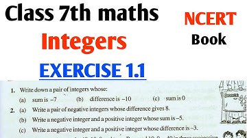 Exercise 1.1 l Class 7th maths l Chapter 1l Solution l Cbse board l Solution l Integers l Maths kho
