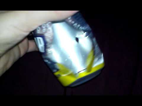 Soda can with big entrance hole and small exit hole