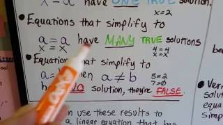 Grade 8 Math #7.4b, Linear Equations - Contradictions or Infinite answers