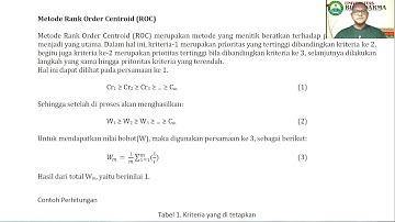 Metode Pembobotan Rank Order Centroid (ROC)