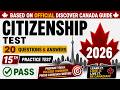 Canadian Citizenship Test 2026 | Test 15 (Most Repeat Questions) | 414 citizenship questions