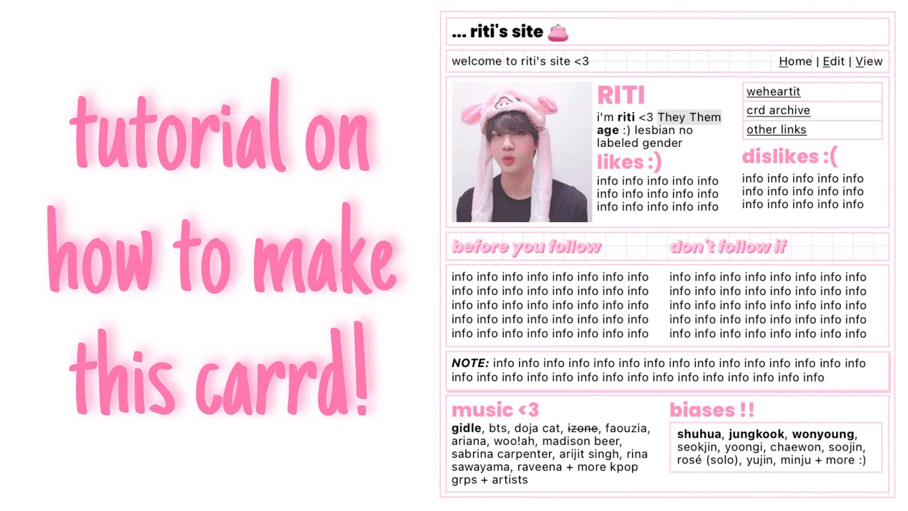 tutorial on how to make this carrd! YouTube
