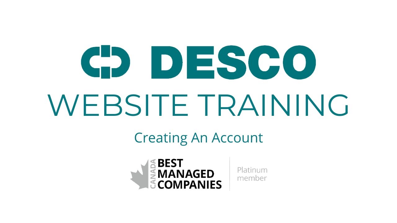 Desco Website Training - Creating An Account