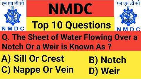 NMDC Model Paper 2021 || Top 10 Fluid Mechanic