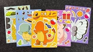 [⚡Paper DIY⚡] Pokémon DIY Sticker Book 🔥 Make a Face with Classic Pokémon Friends | ASMR
